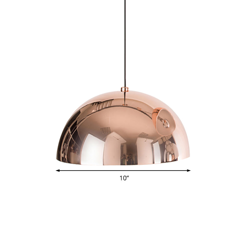 Loft Dome Shade Pendant Lighting 10"/12" Dia 1 Bulb Metallic Ceiling Fixture in Polished Copper for Kitchen