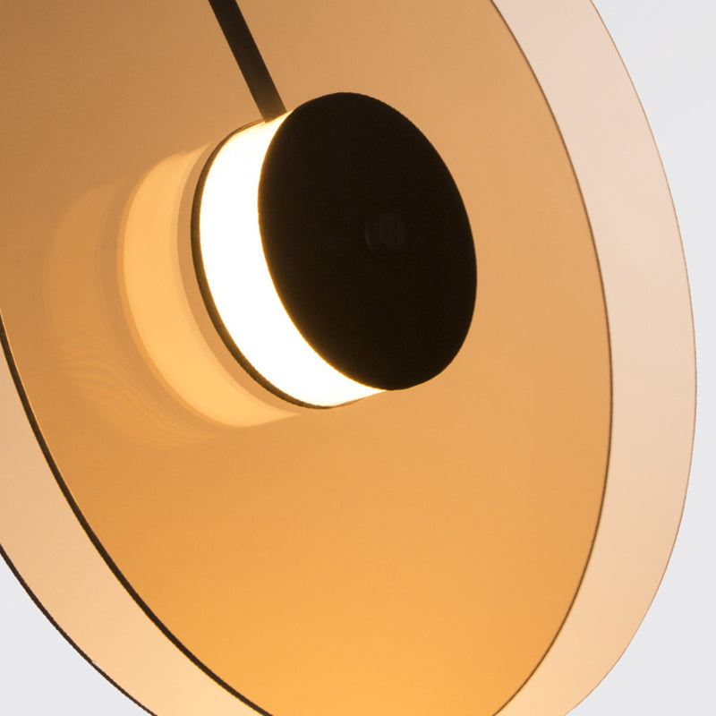 Amber Glass Disc Pendant Lighting met horizontaal/verticaal ontwerp Modern 1 licht LED -hangende lampbevestiging