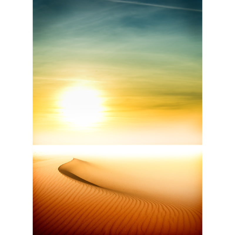 Minimalist Desert and Sun Mural Non-Woven Waterproof Yellow Wall Decor for Bedroom