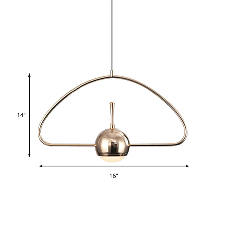 Rectangular/Triangular/Circular Wire Frame Ceiling Pendant Contemporary Metal 1 Light Chrome/Gold Pendant Light Fixture for Bedroom