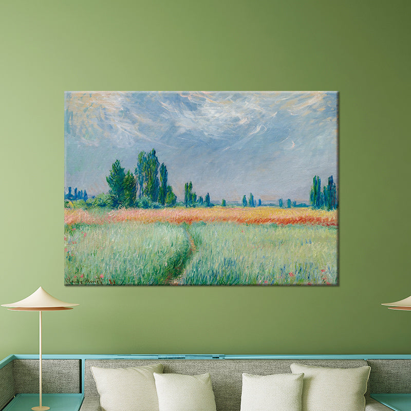 Green Farm Field Wall Art Decor Scenery Modern Textured Canvas Print for Living Room