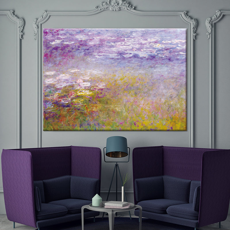 Purple Lavender Field Canvas Art Scenery Painting Modern Texture Wall Decor for Home