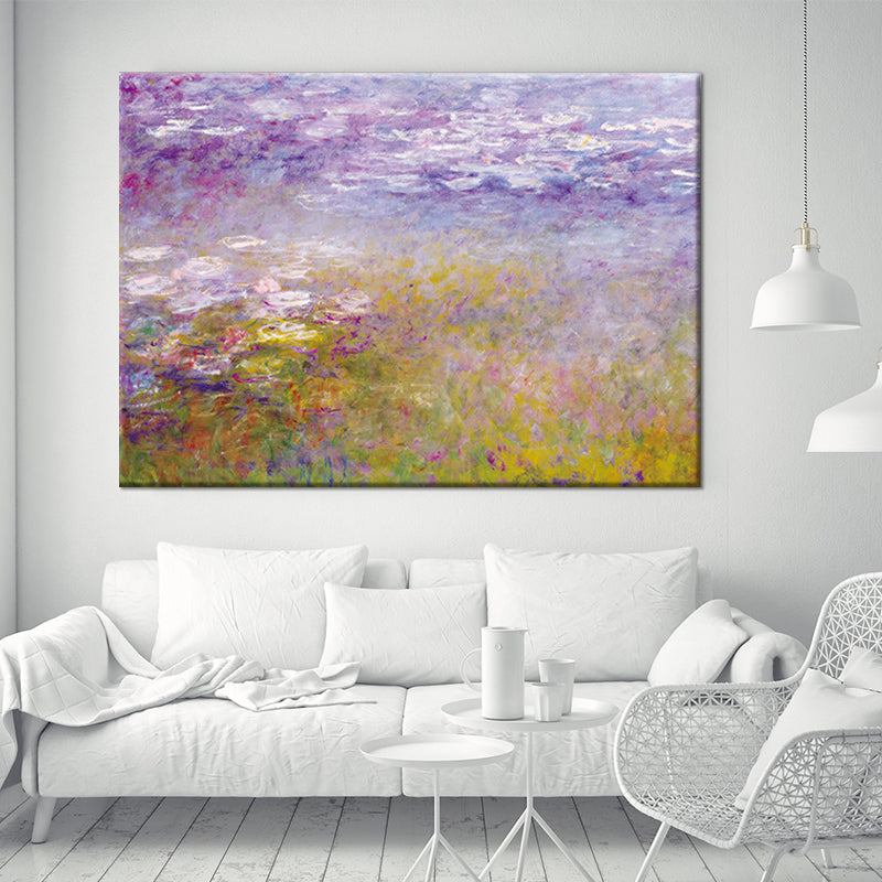 Purple Lavender Field Canvas Art Scenery Painting Modern Texture Wall Decor for Home