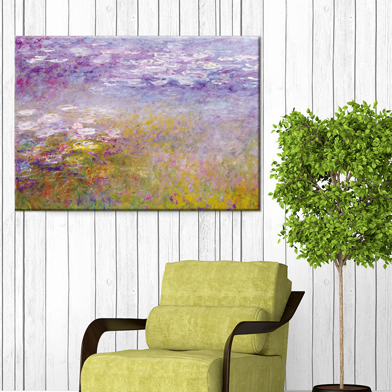 Purple Lavender Field Canvas Art Scenery Painting Modern Texture Wall Decor for Home