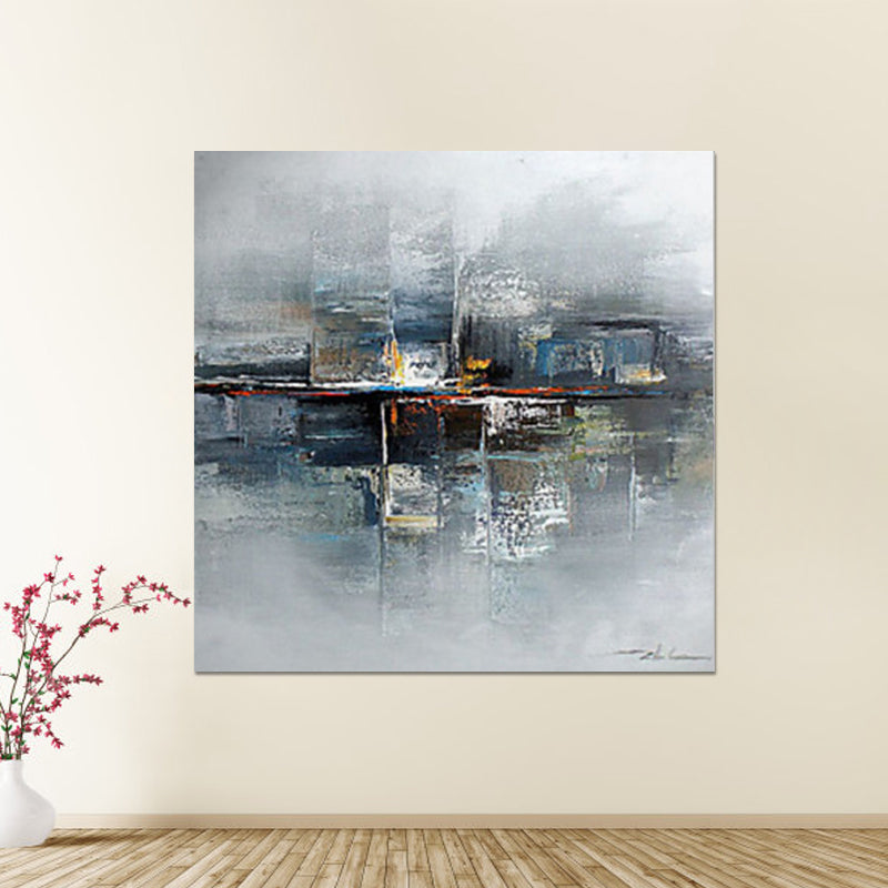 Abstract Wall Art Decor Modern Enchanting Sea Bridge Scenery Wrapped Canvas in Grey