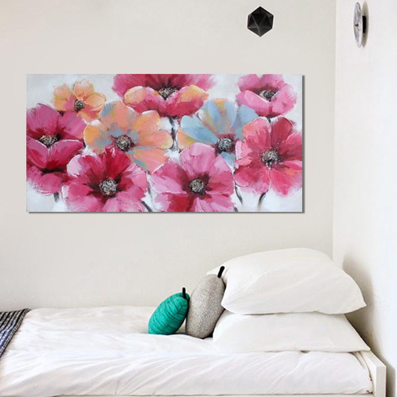 Flower Painting Canvas Art Trendy Beautiful Blossom Wall Decor in Pink for Bedroom