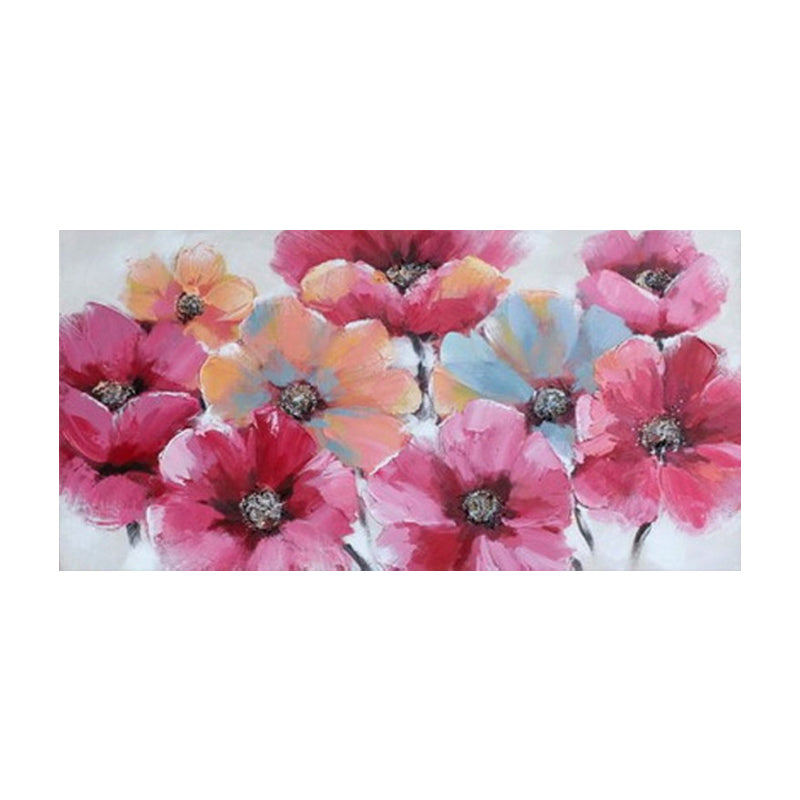 Flower Painting Canvas Art Trendy Beautiful Blossom Wall Decor in Pink for Bedroom