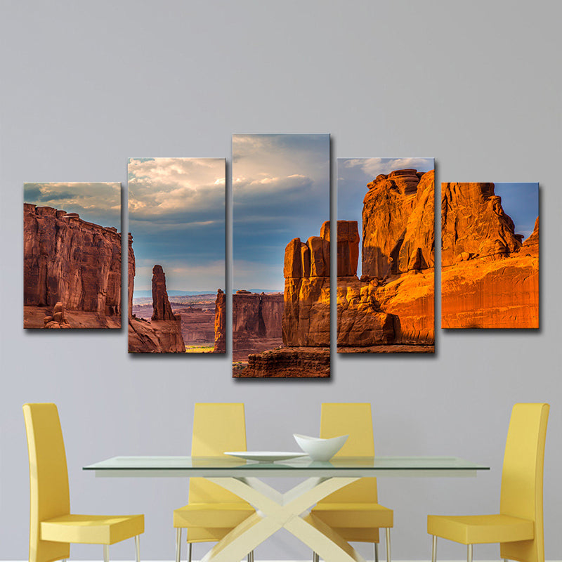 Brown Rock Park Landscape Canvas Multi-Piece Modernist Dining Room Wall Art Print