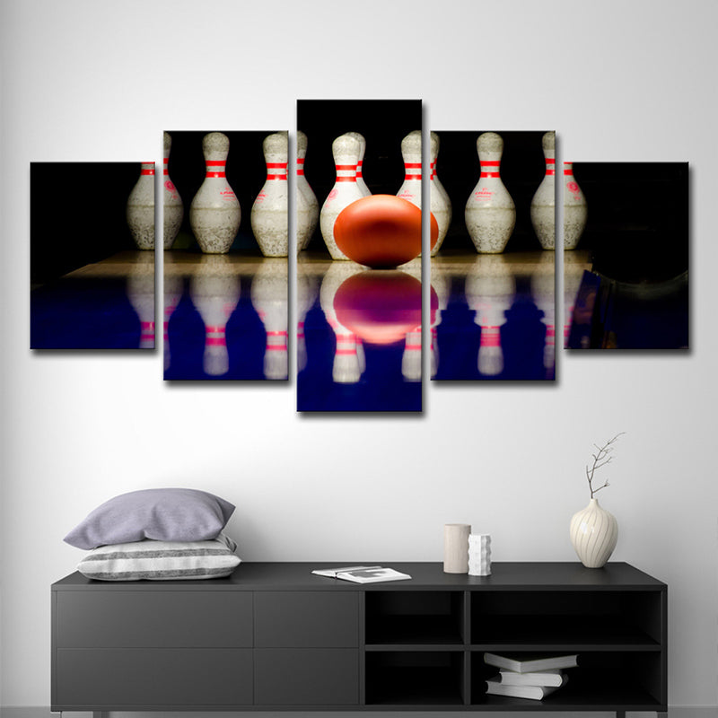 Multiple-Piece Bowling Wall Art Contemporary Canvas Print in White and Black for Home