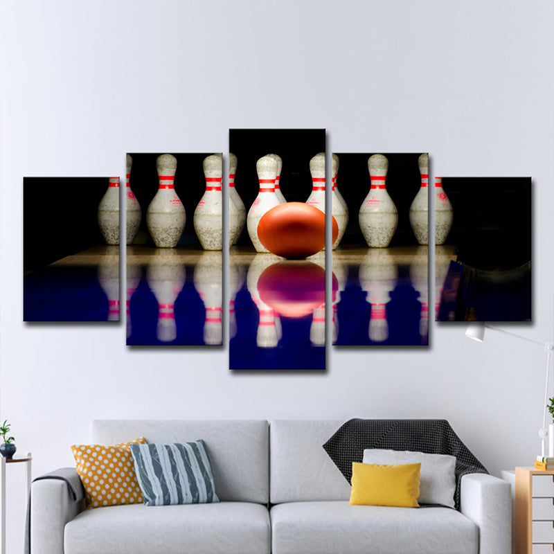 Multiple-Piece Bowling Wall Art Contemporary Canvas Print in White and Black for Home