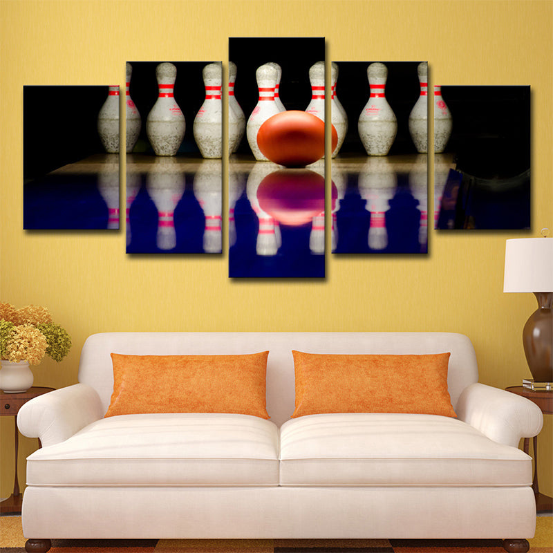 Multiple-Piece Bowling Wall Art Contemporary Canvas Print in White and Black for Home