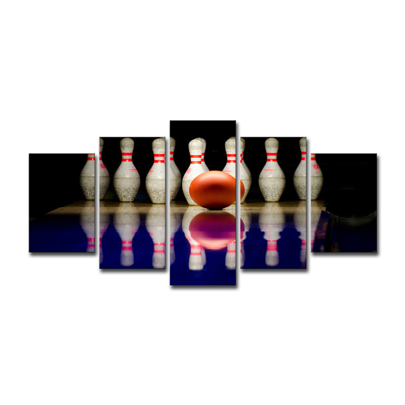 Multiple-Piece Bowling Wall Art Contemporary Canvas Print in White and Black for Home