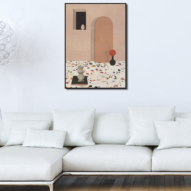 Modern Still Life Canvas Art Soft-Color Architecture Painting Wall Decor for Home