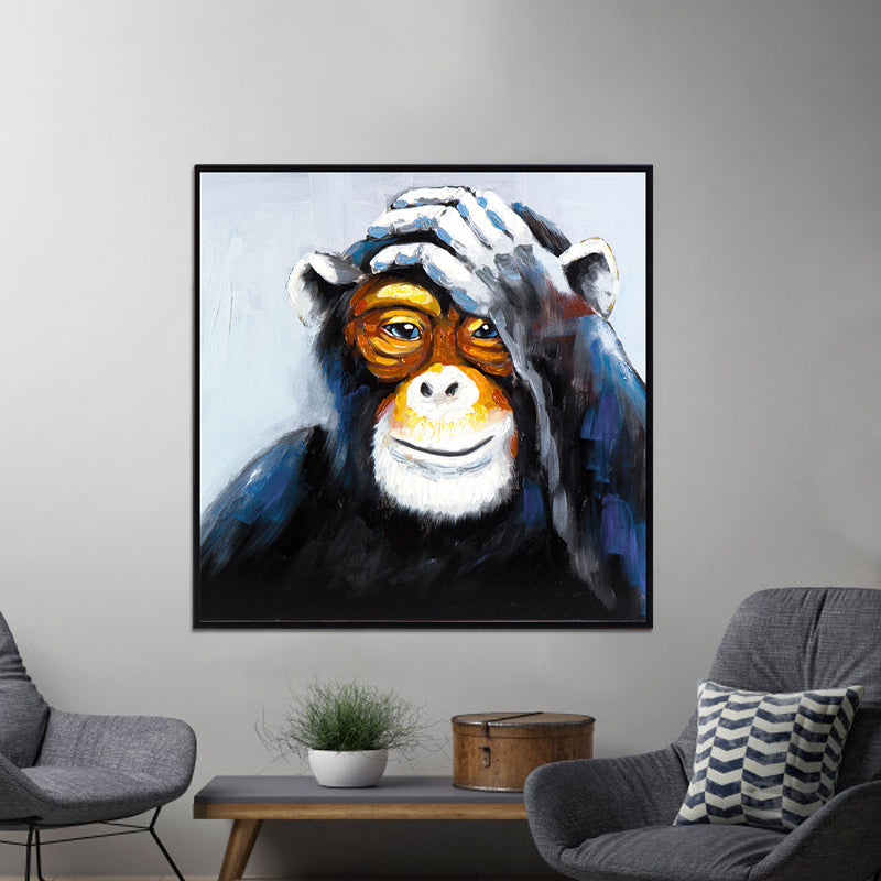 Black Orangutan Canvas Art Animal Print Modern Textured Wall Decoration for Home