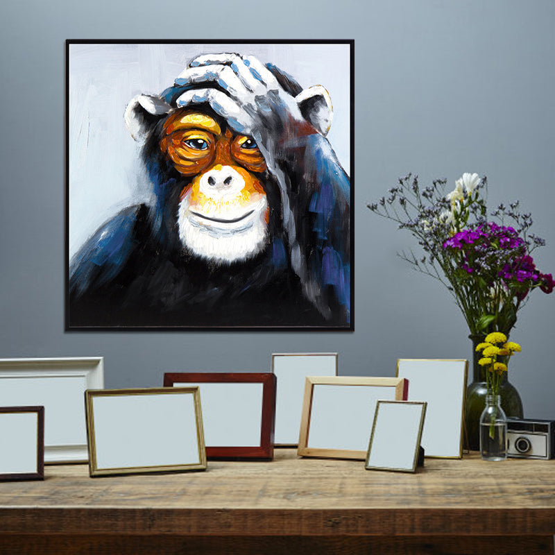 Black Orangutan Canvas Art Animal Print Modern Textured Wall Decoration for Home