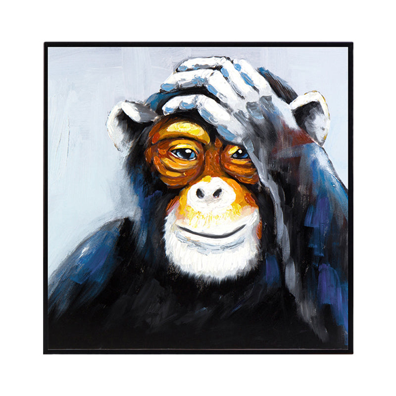 Black Orangutan Canvas Art Animal Print Modern Textured Wall Decoration for Home