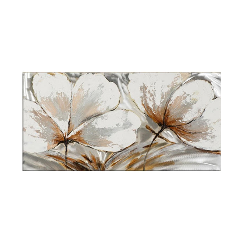 Canvas White-Brown Painting Minimalist Flower Blossom Wall Art Decor for Living Room