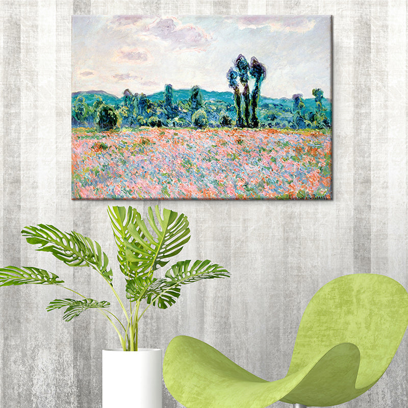 Pink Spring Blossom Painting Wall Decor Textured Canvas Wall Art for Living Room