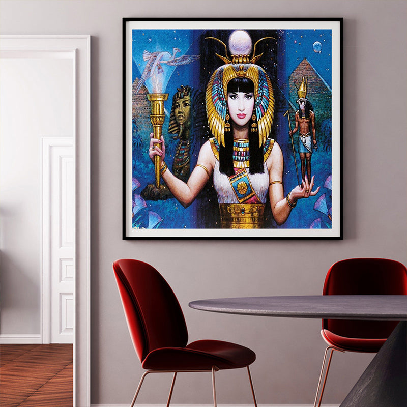 Textured Egypt Woman Art Print Canvas Contemporary Wall Decoration in Dining Room