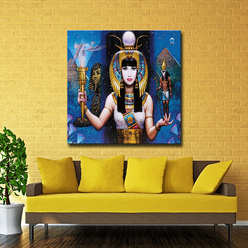 Textured Egypt Woman Art Print Canvas Contemporary Wall Decoration in Dining Room