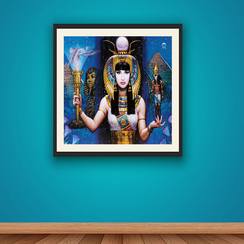 Textured Egypt Woman Art Print Canvas Contemporary Wall Decoration in Dining Room