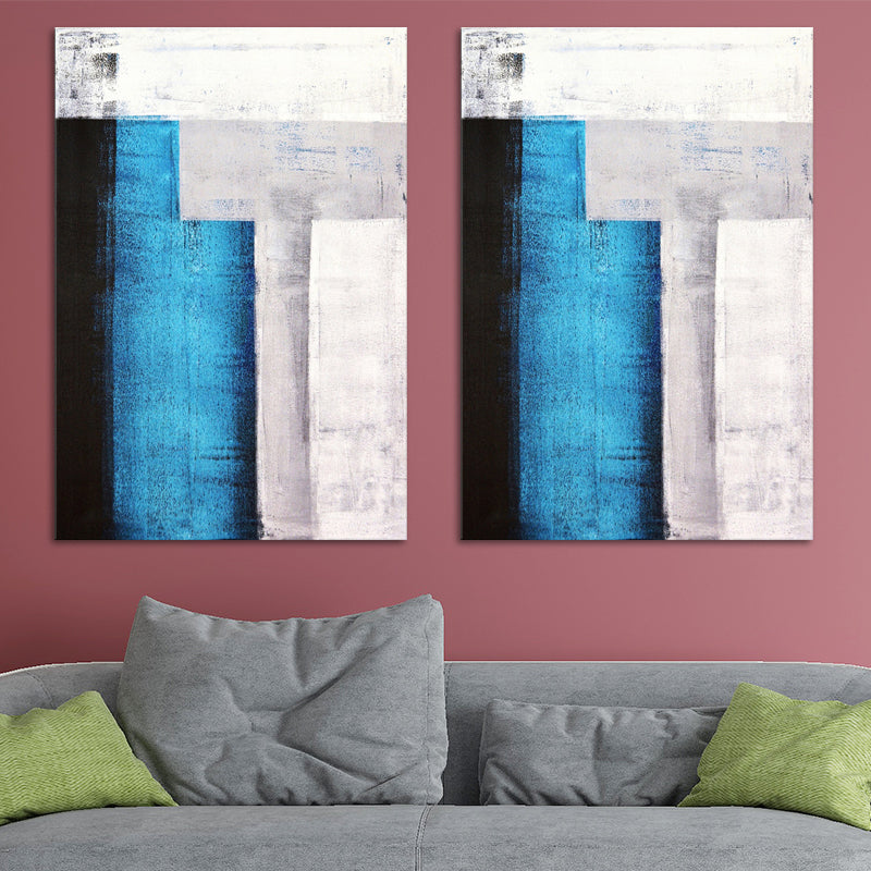 Inspiring Color-Blocking Painting for Living Room Abstract Canvas Wall Art, Textured