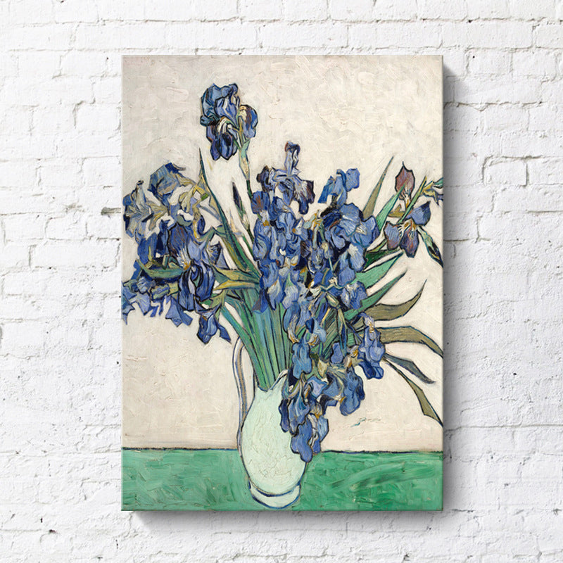 Classic Still Life Flower Painting Pastel Color Textured Canvas Wall Art for Home