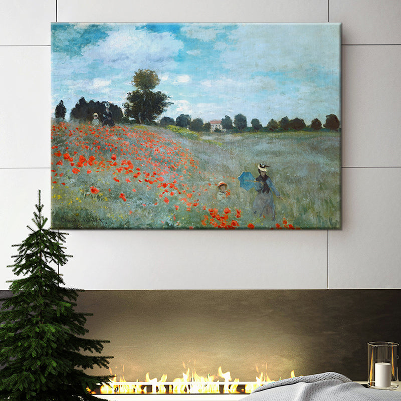 Contemporary Spring Outing Scene Painting Orange and Green Bedroom Canvas Wall Art