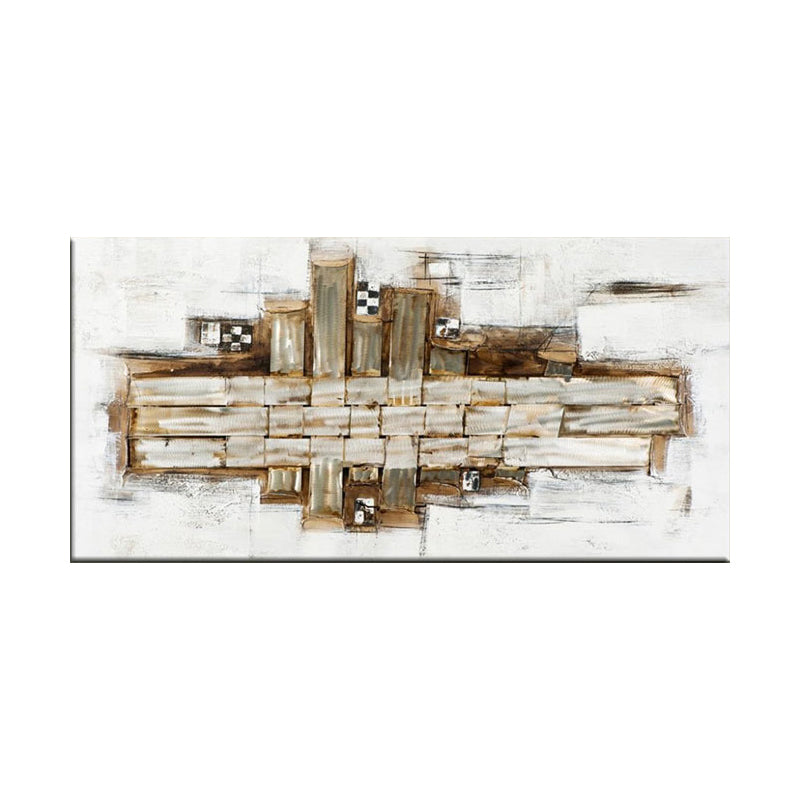 Brown Wood Canvas Art Abstract Painting Contemporary Textured Wall Decor for Home