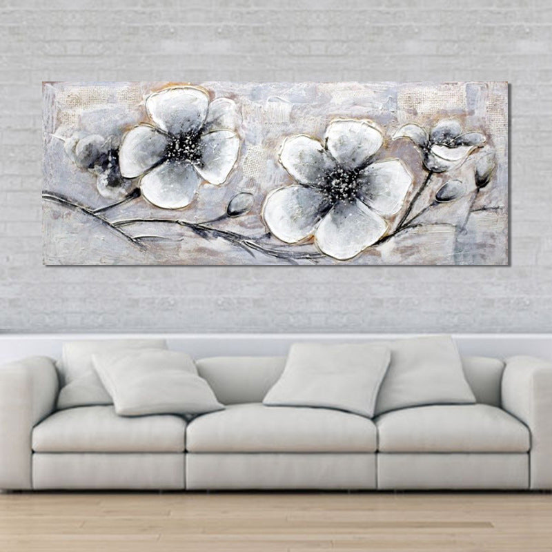 Plum Blossom Wall Art in Grey Modern Stylish Wrapped Canvas for Study Room