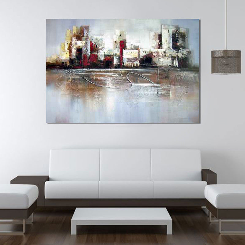 White Contemporary Canvas Abandoned Factory Oil Painting Wall Art for Home