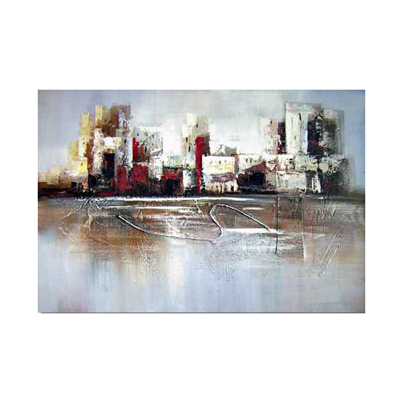 White Contemporary Canvas Abandoned Factory Oil Painting Wall Art for Home