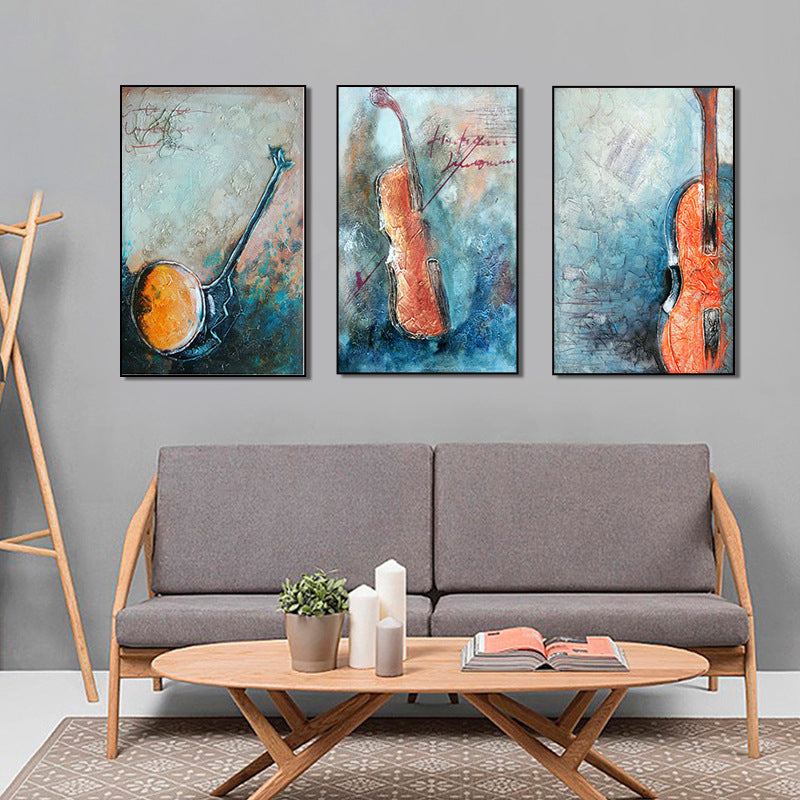 Orange Music Instruments Painting Multi-Piece Contemporary Living Room Wall Art Print