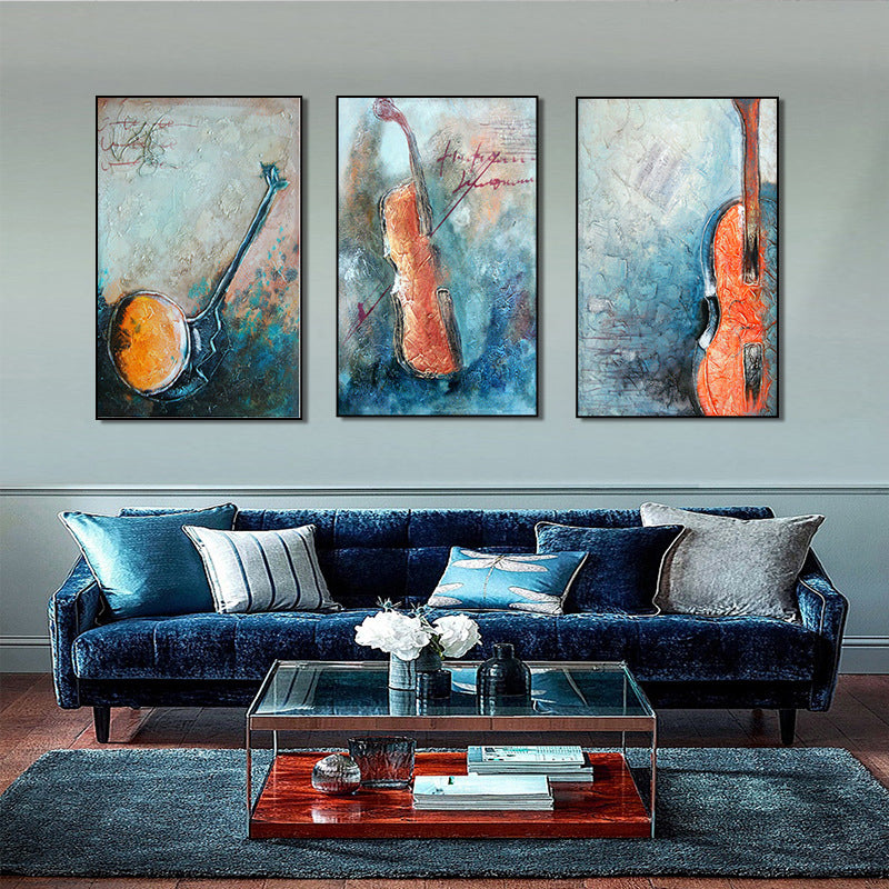 Orange Music Instruments Painting Multi-Piece Contemporary Living Room Wall Art Print