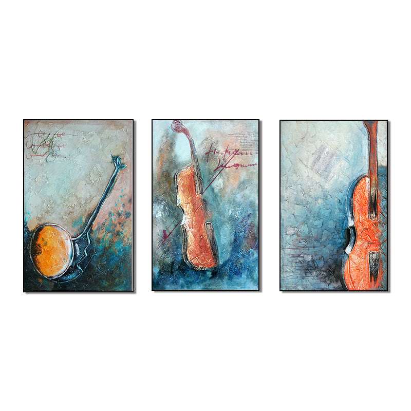 Orange Music Instruments Painting Multi-Piece Contemporary Living Room Wall Art Print