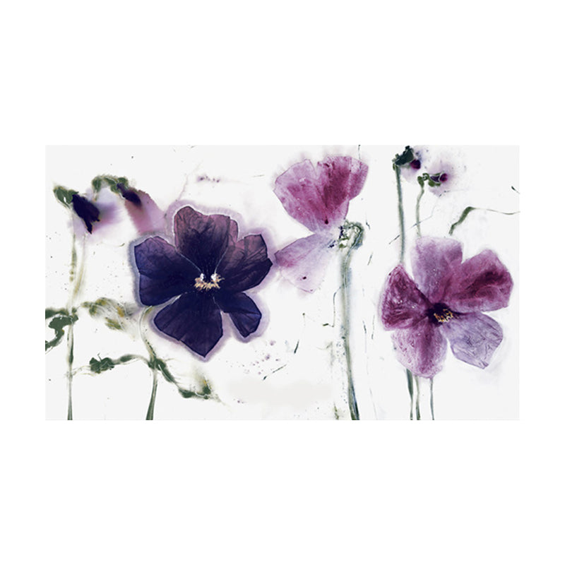 Textured Purple Canvas Print Modernist Watercolor Flower Wall Art for Living Room