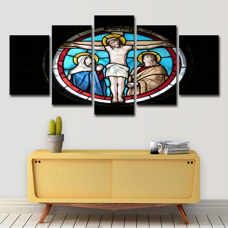 Black Religious Canvas Art Cross of Jesus Christ Modern Multi-Piece Wall Decor for Home