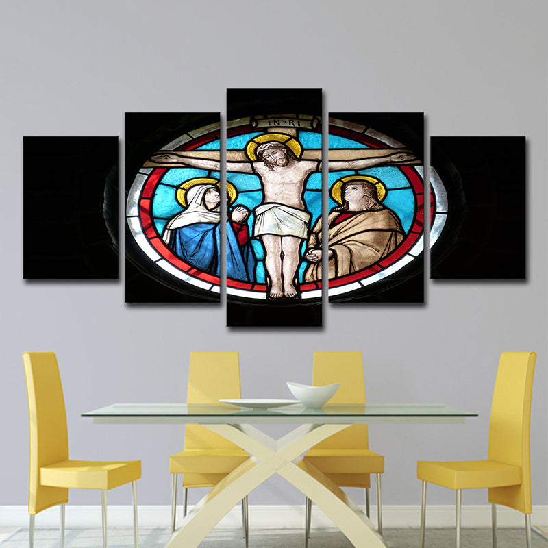 Black Religious Canvas Art Cross of Jesus Christ Modern Multi-Piece Wall Decor for Home