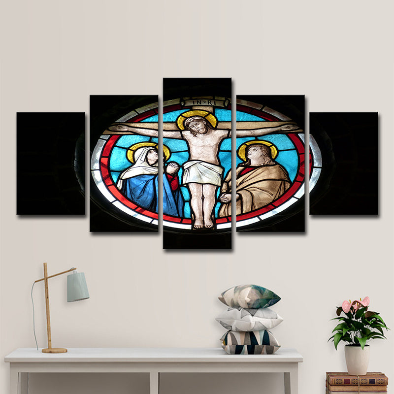 Black Religious Canvas Art Cross of Jesus Christ Modern Multi-Piece Wall Decor for Home