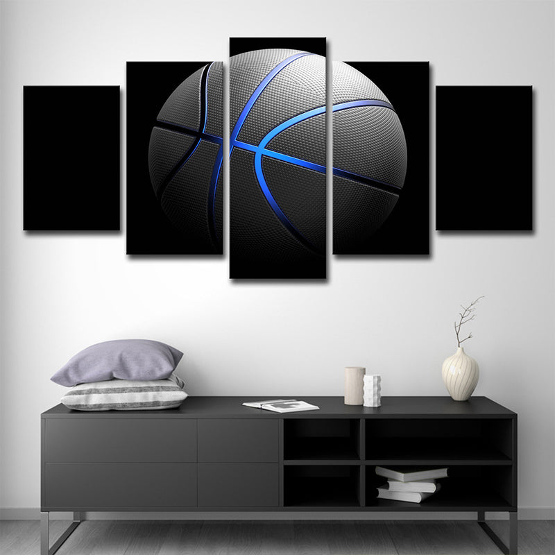 Black Basketball Wall Art Multi-Piece Modern Style Boys Bedroom Canvas Print