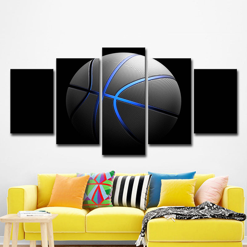 Black Basketball Wall Art Multi-Piece Modern Style Boys Bedroom Canvas Print