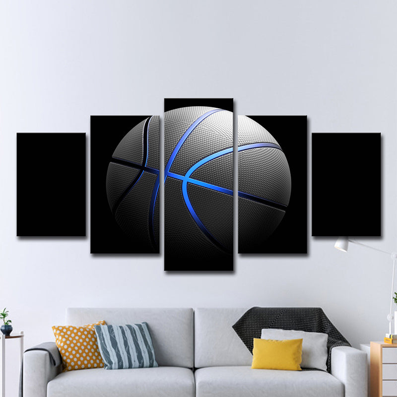 Black Basketball Wall Art Multi-Piece Modern Style Boys Bedroom Canvas Print