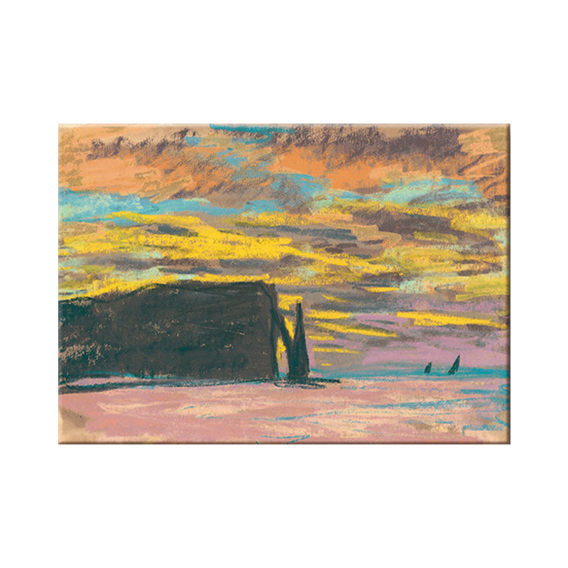 Modern Scenery Canvas Art Yellow Beach with Evening Glow View Wall Decor for Living Room