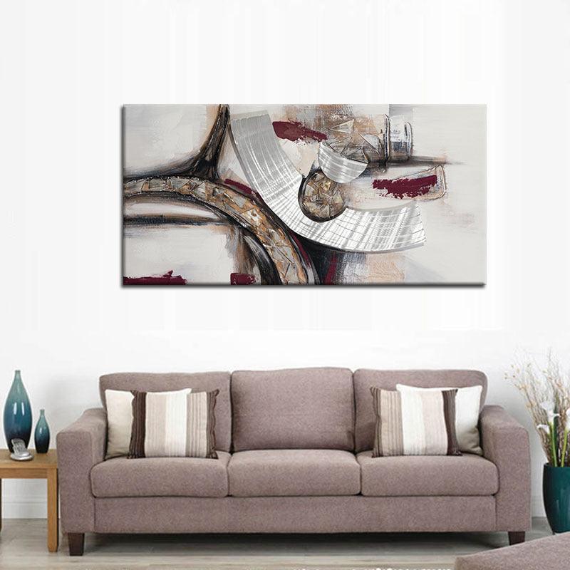 Light Brown Abstract Painting Textured Surface Modern Sitting Room Wall Art