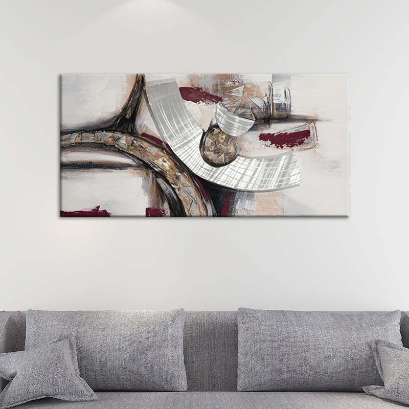 Light Brown Abstract Painting Textured Surface Modern Sitting Room Wall Art