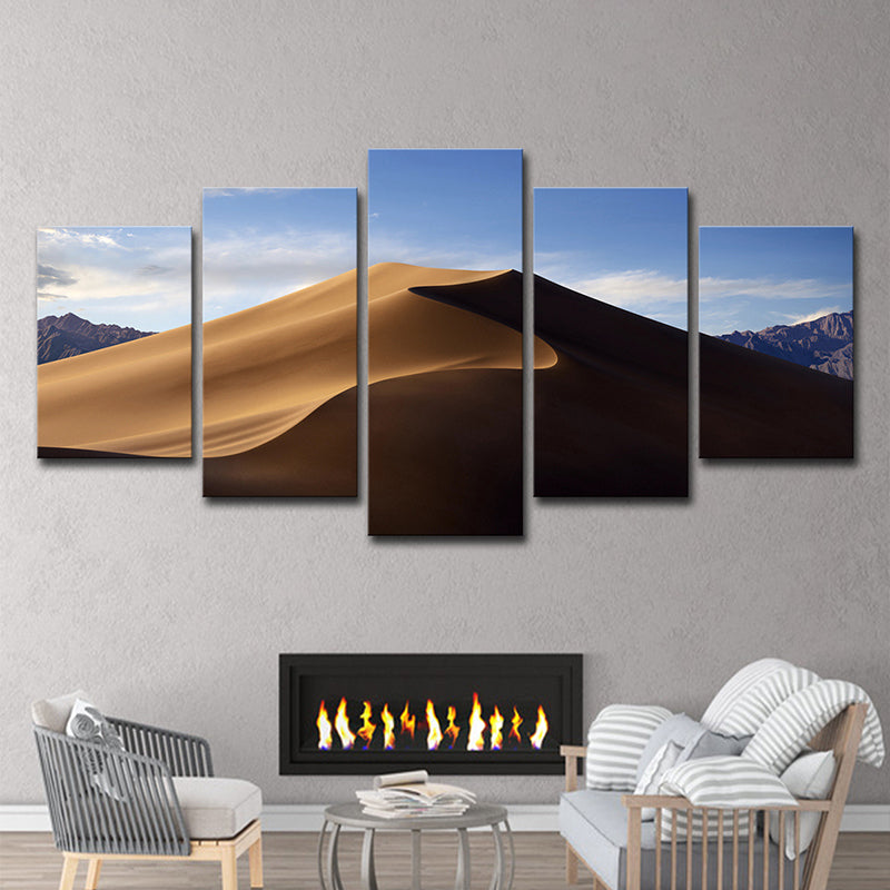 Photography Desert Hill Canvas Wall Art for Living Room, Brown and Blue, Multi-Piece