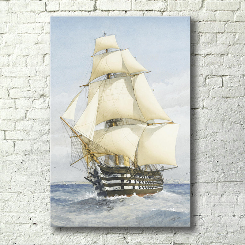 White Sailing Ship Canvas Art Textured Modernist Style Living Room Wall Decoration