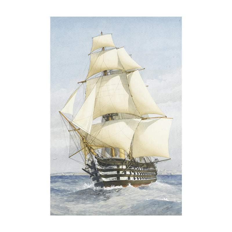 White Sailing Ship Canvas Art Textured Modernist Style Living Room Wall Decoration