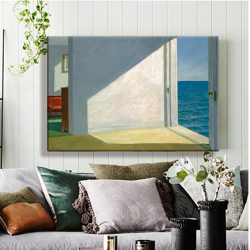 Door to the Sea Canvas Art White and Blue Modern Wall Decoration for Living Room