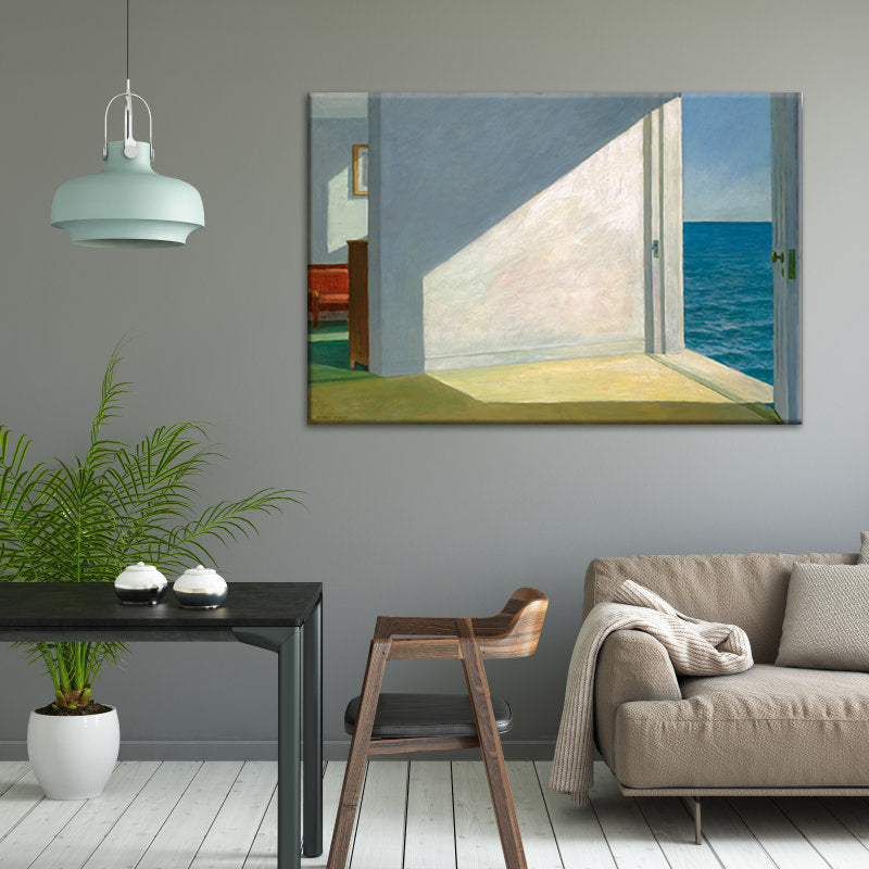 Door to the Sea Canvas Art White and Blue Modern Wall Decoration for Living Room